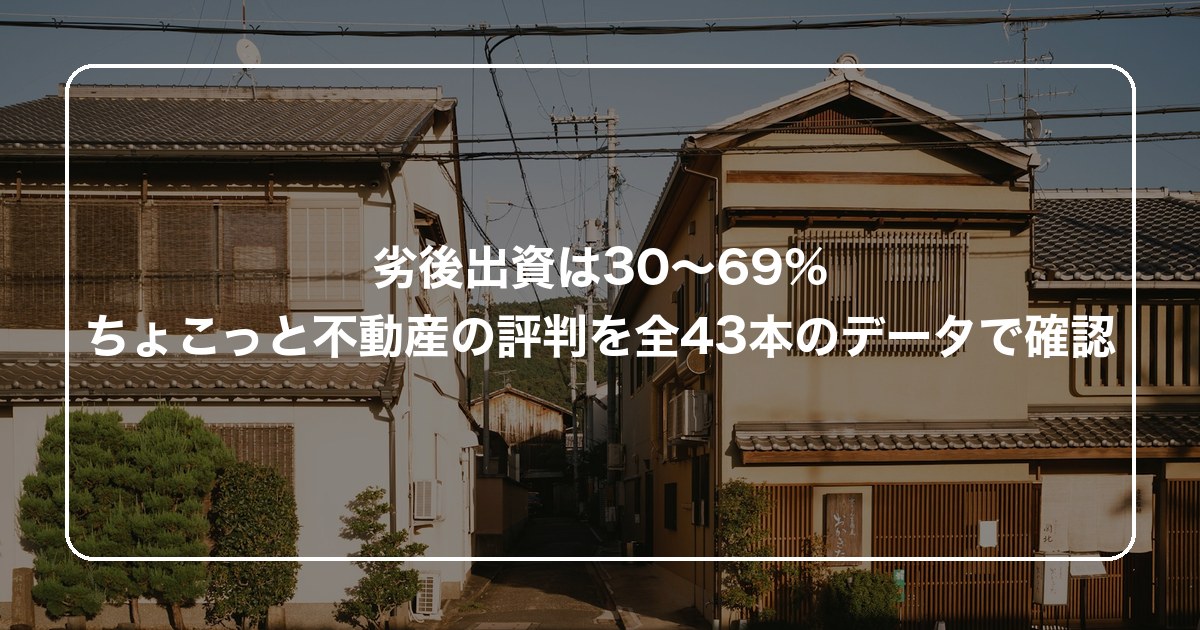 劣後出資は30〜69%｜ちょこっと不動産の評判を全43本のデータで確認